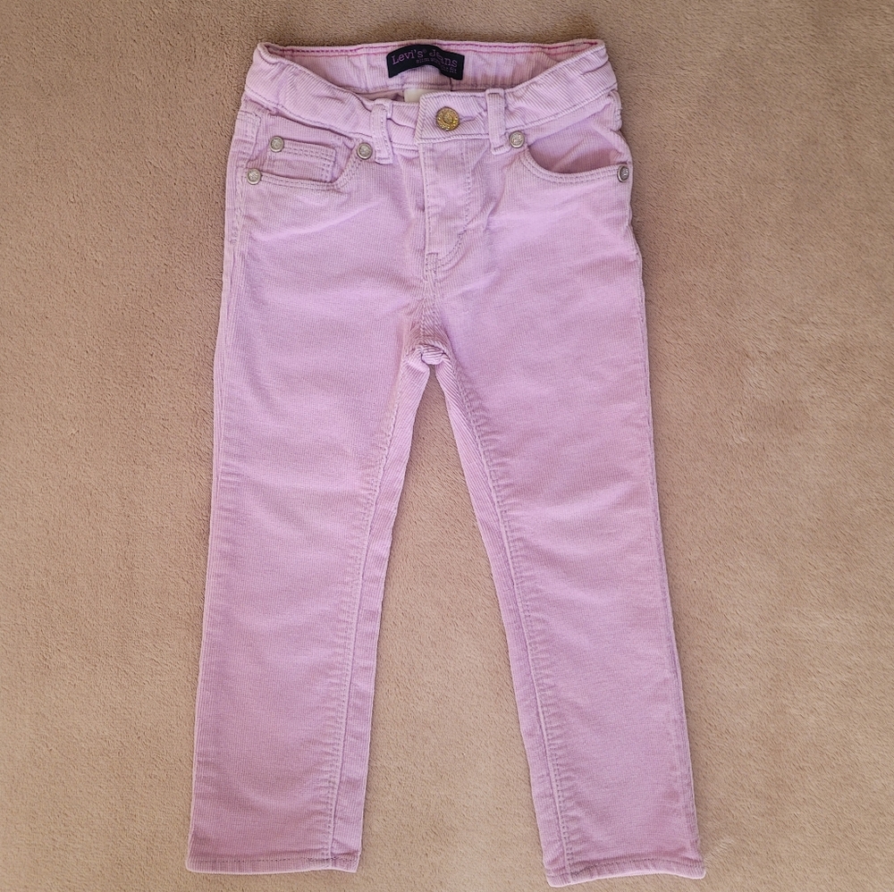 Levi's Girl Purple Pink Courduroy Slim Straight Fit Pants Size 3T